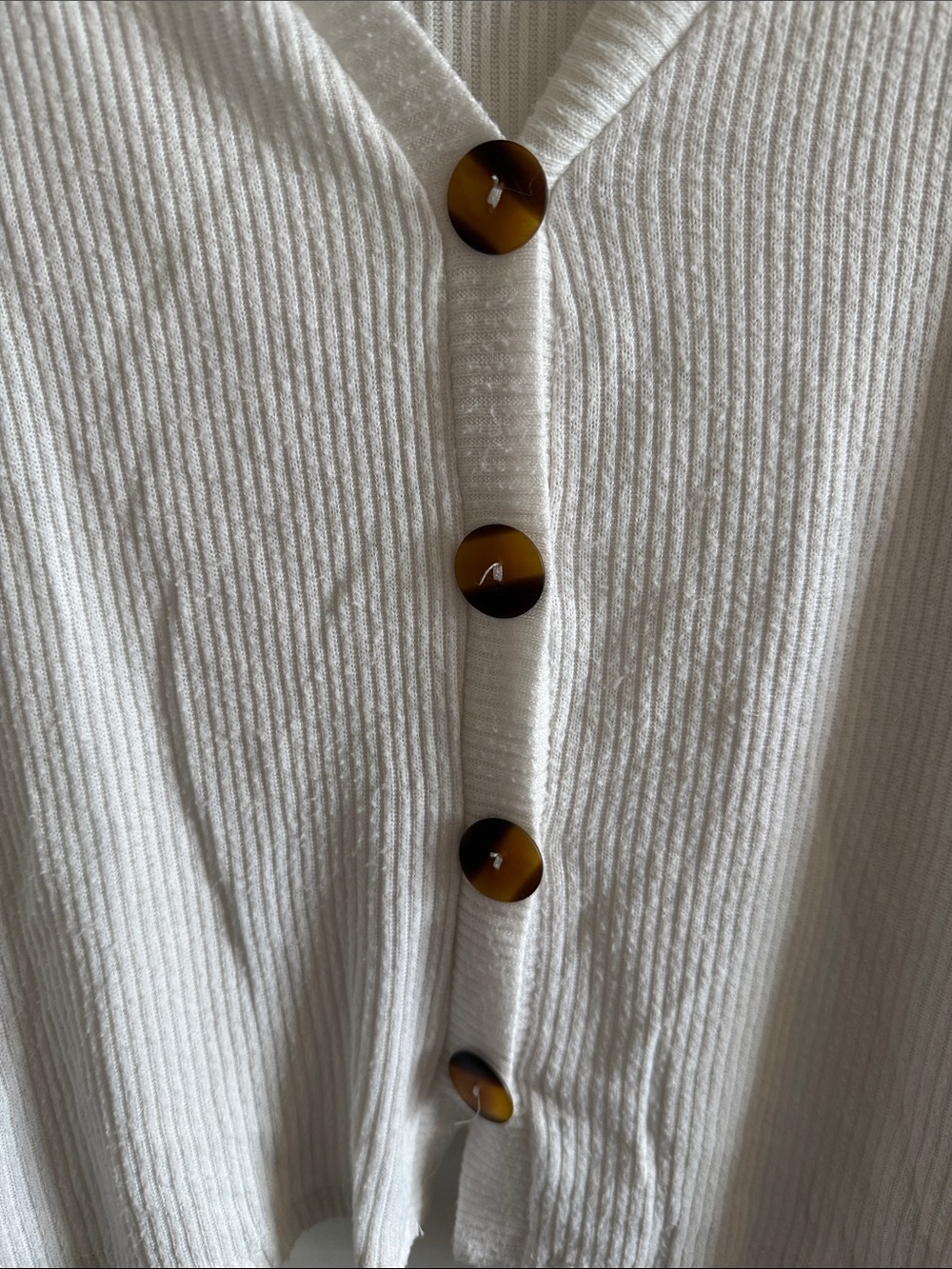Heart & Hips Cream Ribbed V-Neck Button Top - Picture 3 of 7